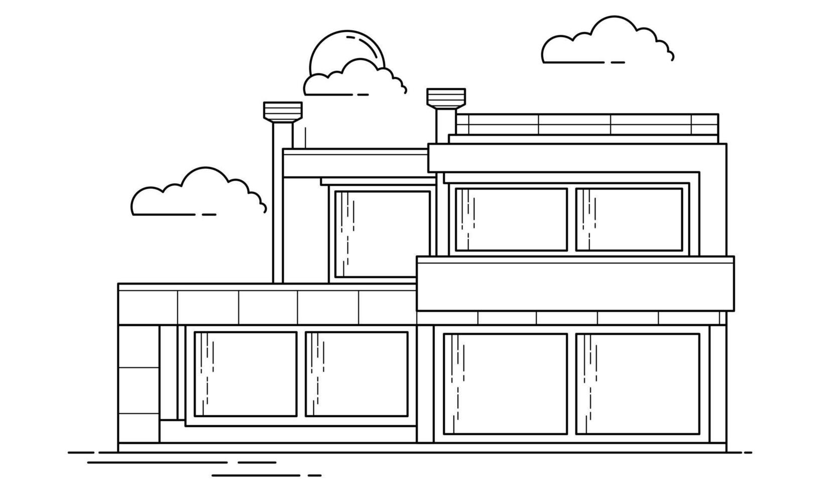 huisbouw schetsontwerp voor het tekenen van boekstijl acht vector