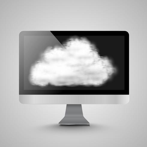 Computer verbindt met cloud vector