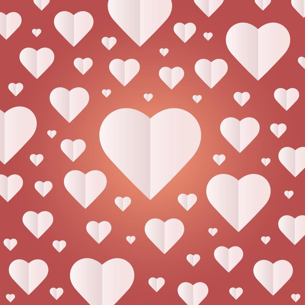 patroon en naadloze achtergrond van harten, papier gesneden in valentijnsdag. vector
