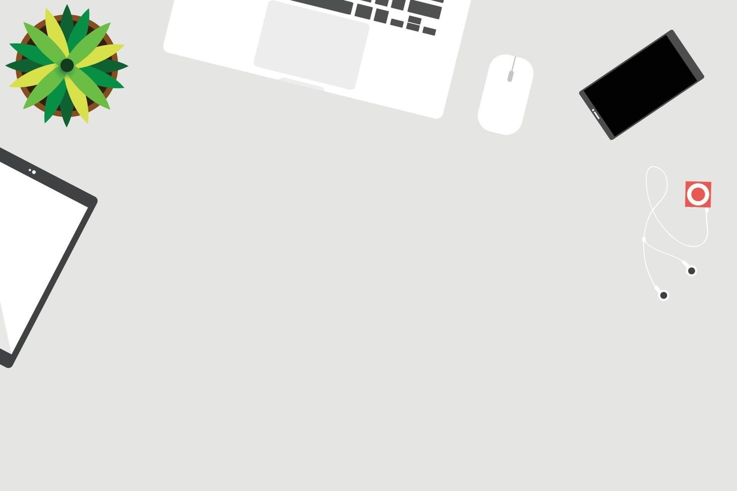 bovenaanzicht van werktafel met ruimte voor tekst met accessoire op bureau. vector