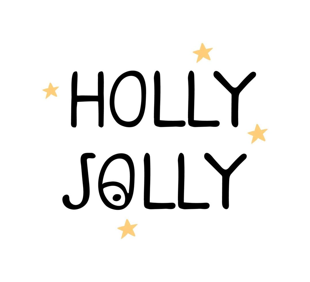 illustratie, handgetekende letters - holly jolly vector