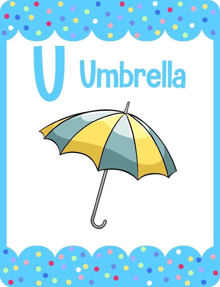 woordenschat flashcard met woord paraplu vector