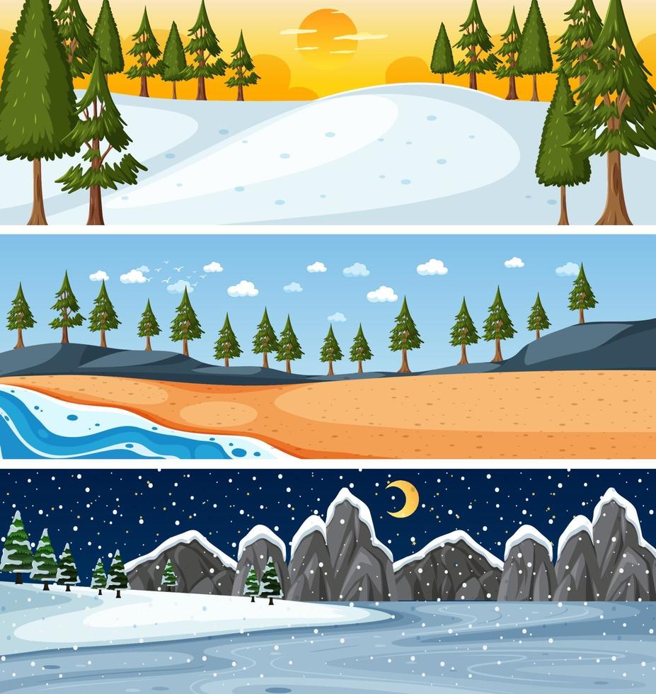 set van verschillende natuur horizontale scènes vector