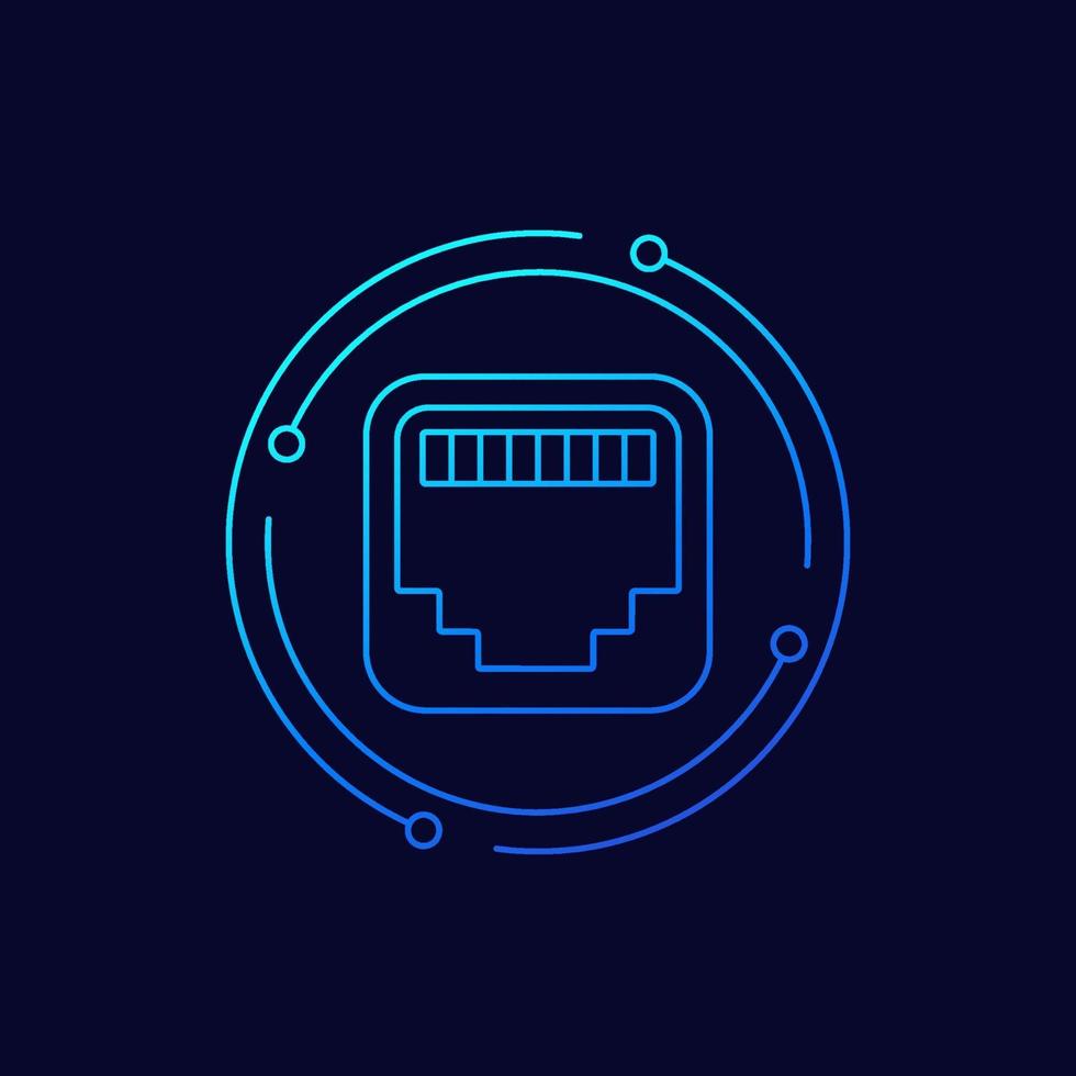 ethernetpoortlijnpictogram, netwerkaansluiting vector