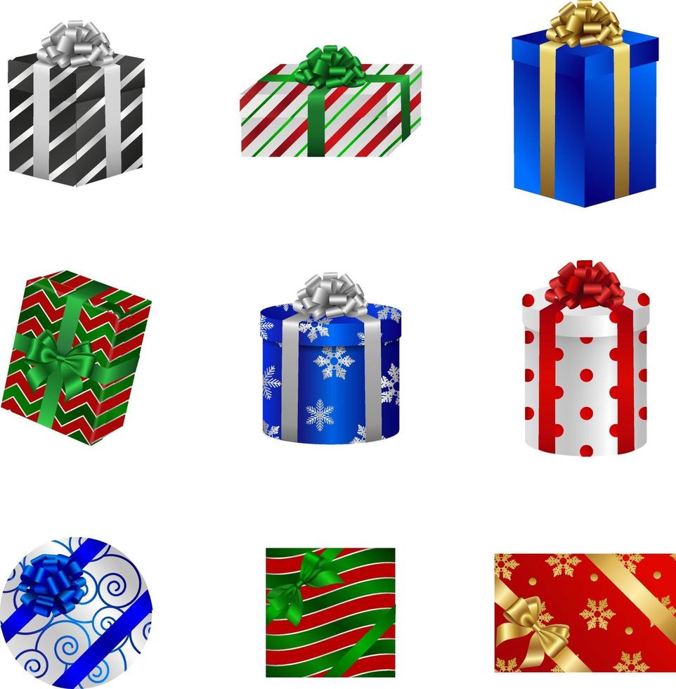 set van geïsoleerde kerstcadeaudozen vector