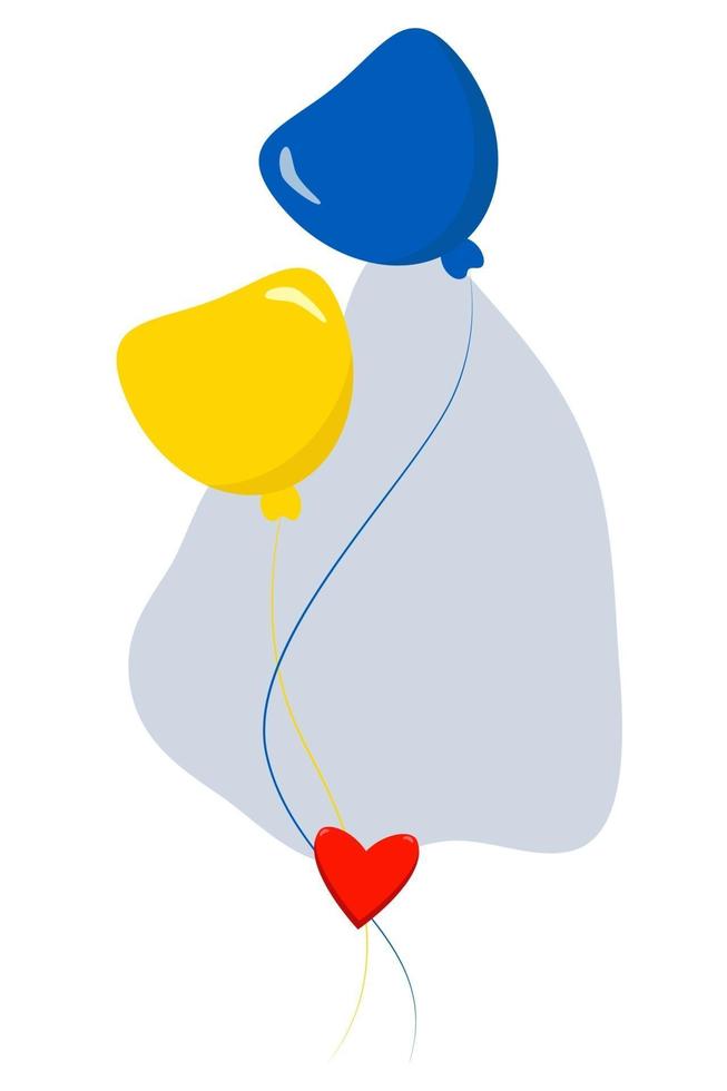 twee vliegende ballonnen. geel-blauwe kleur. kleuren van de Oekraïense vlag vector