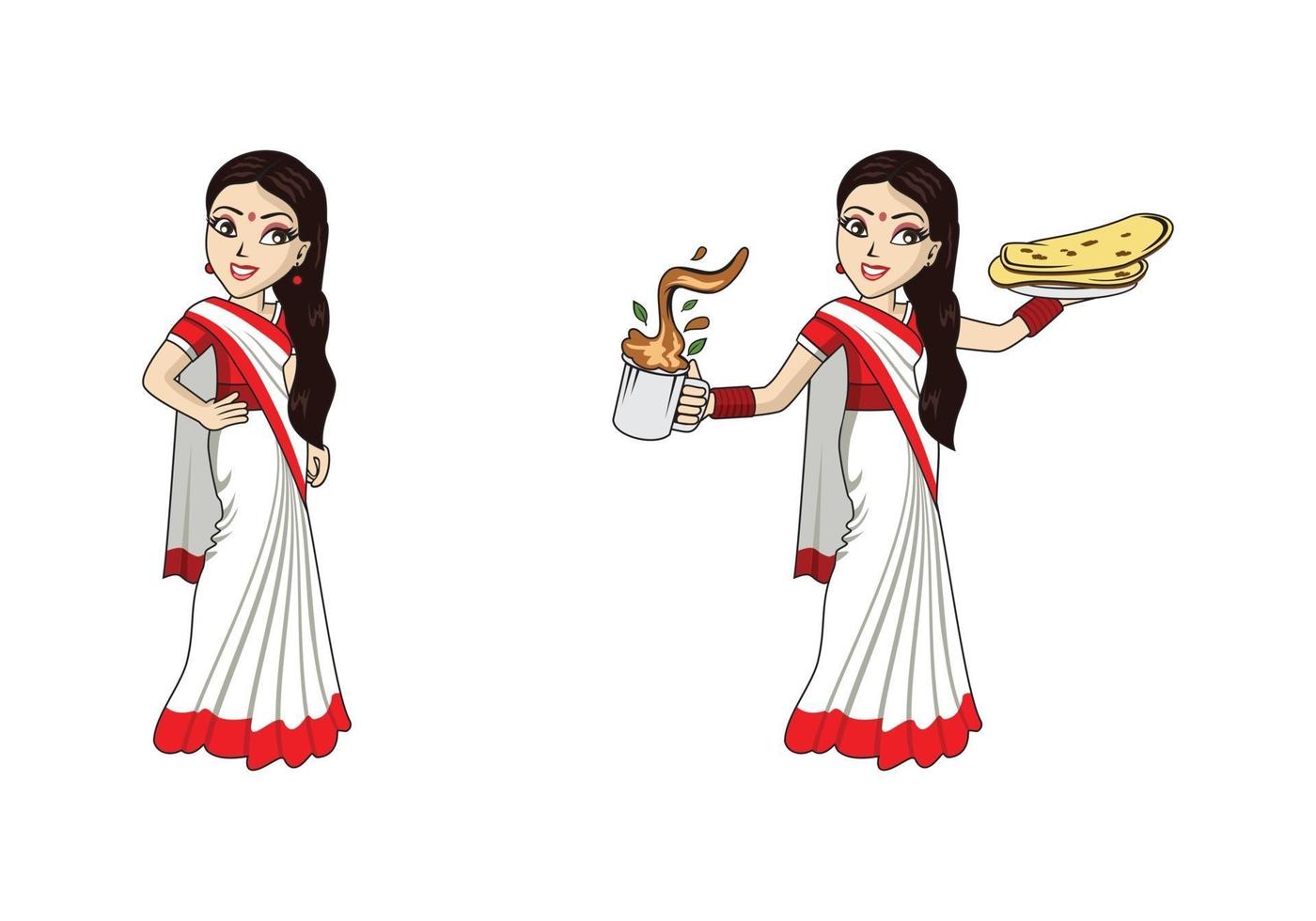 mooie Indiase vrouwen karakter ontwerp illustratie vector