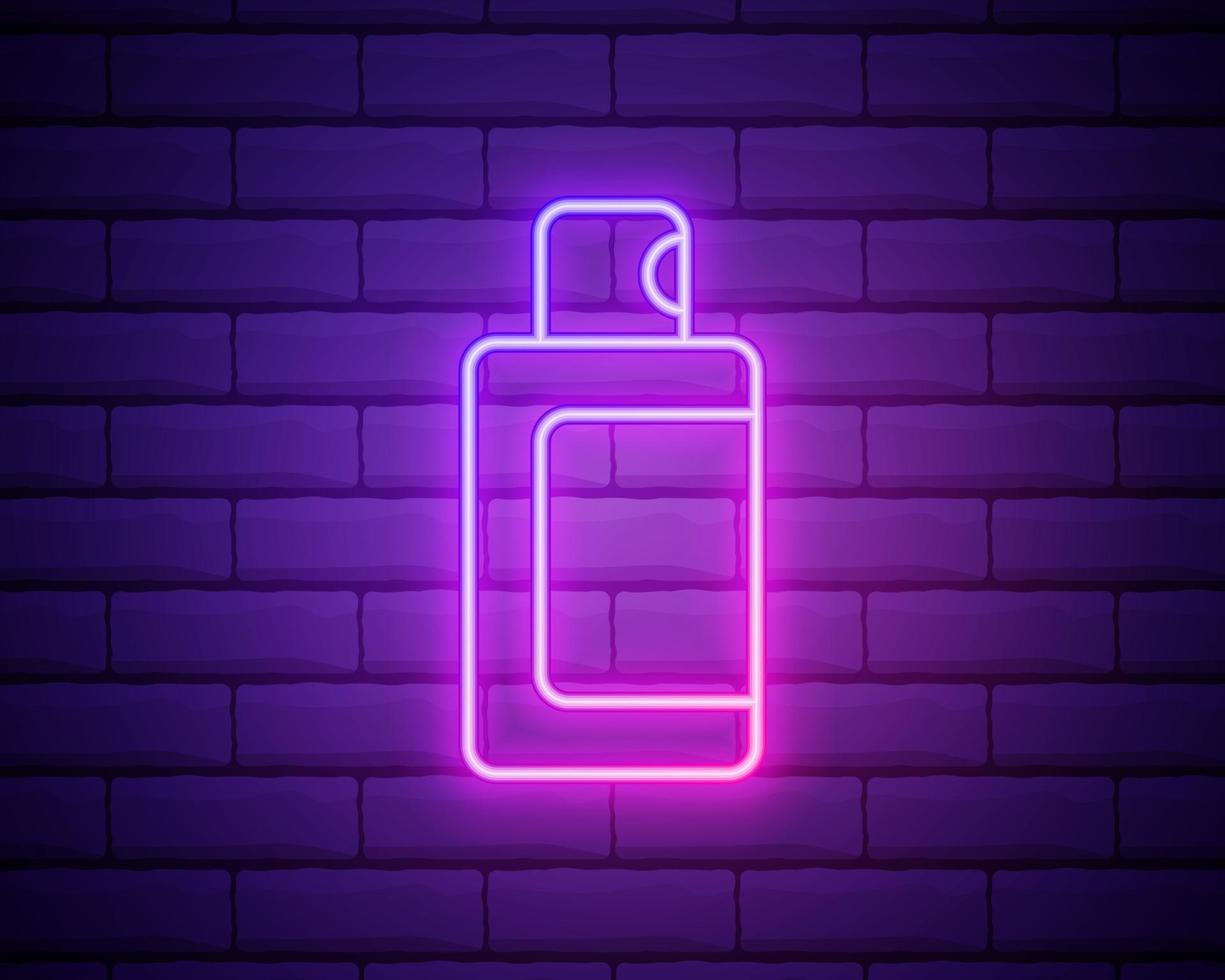 spray fles neon licht teken vector. gloeiend helder pictogram vector