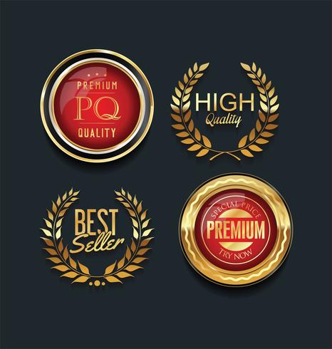 Luxe premium gouden insignes en labels vector