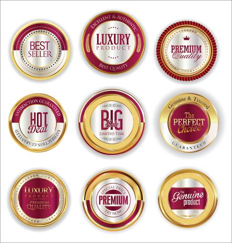 Luxe premium gouden insignes en labels vector