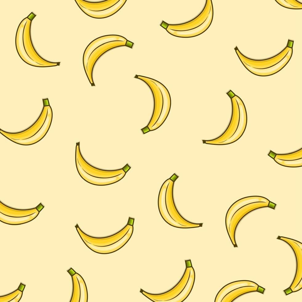 banaan naadloos geel patroon. schattige banaan patroon achtergrond vector