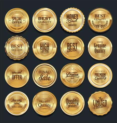 Luxe premium gouden insignes en labels vector