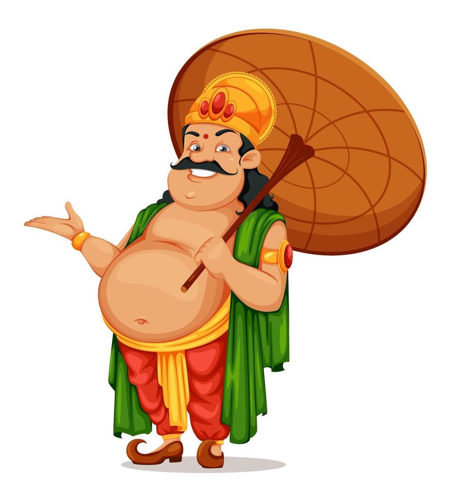 gelukkig onam-festival in kerala. koning mahabali vector