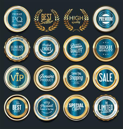 Luxe premium gouden insignes en labels vector