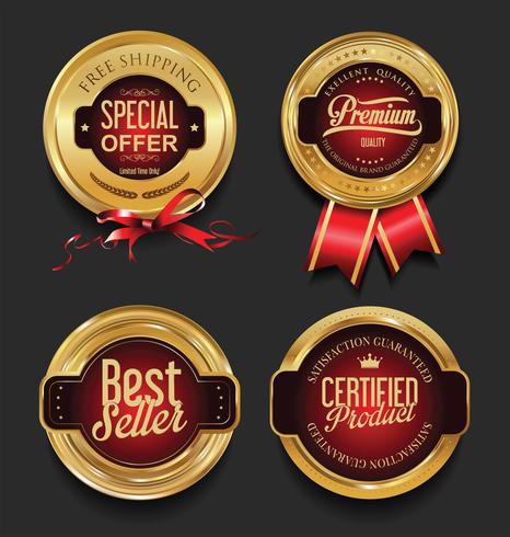 Luxe premium gouden insignes en labels vector