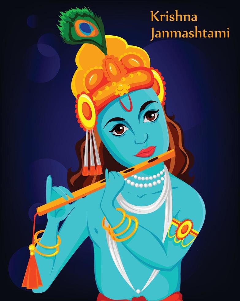 gelukkige krishna janmashtami-wenskaart vector