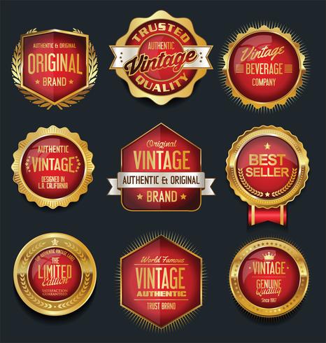 Luxe premium gouden insignes en labels vector