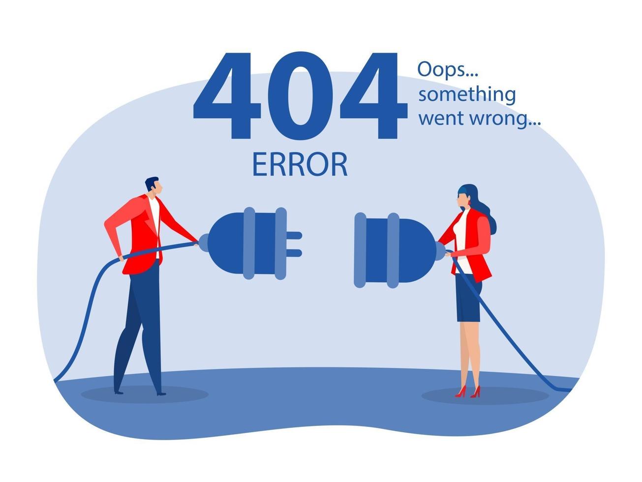 fout 404 bestemmingspagina mensen met losgekoppelde kabel, vector