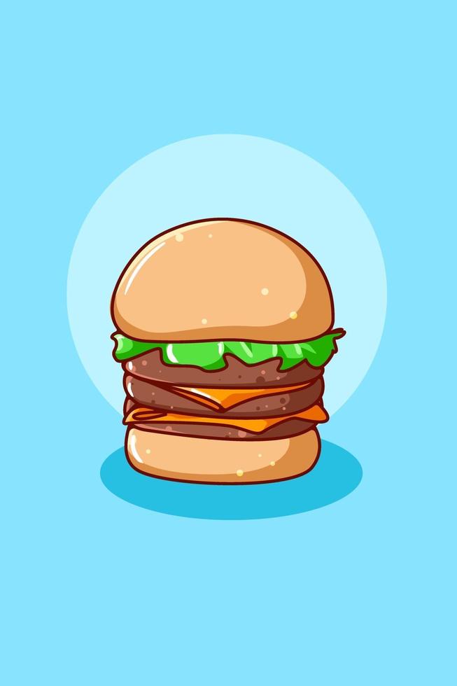 zoete hamburger eten cartoon afbeelding vector