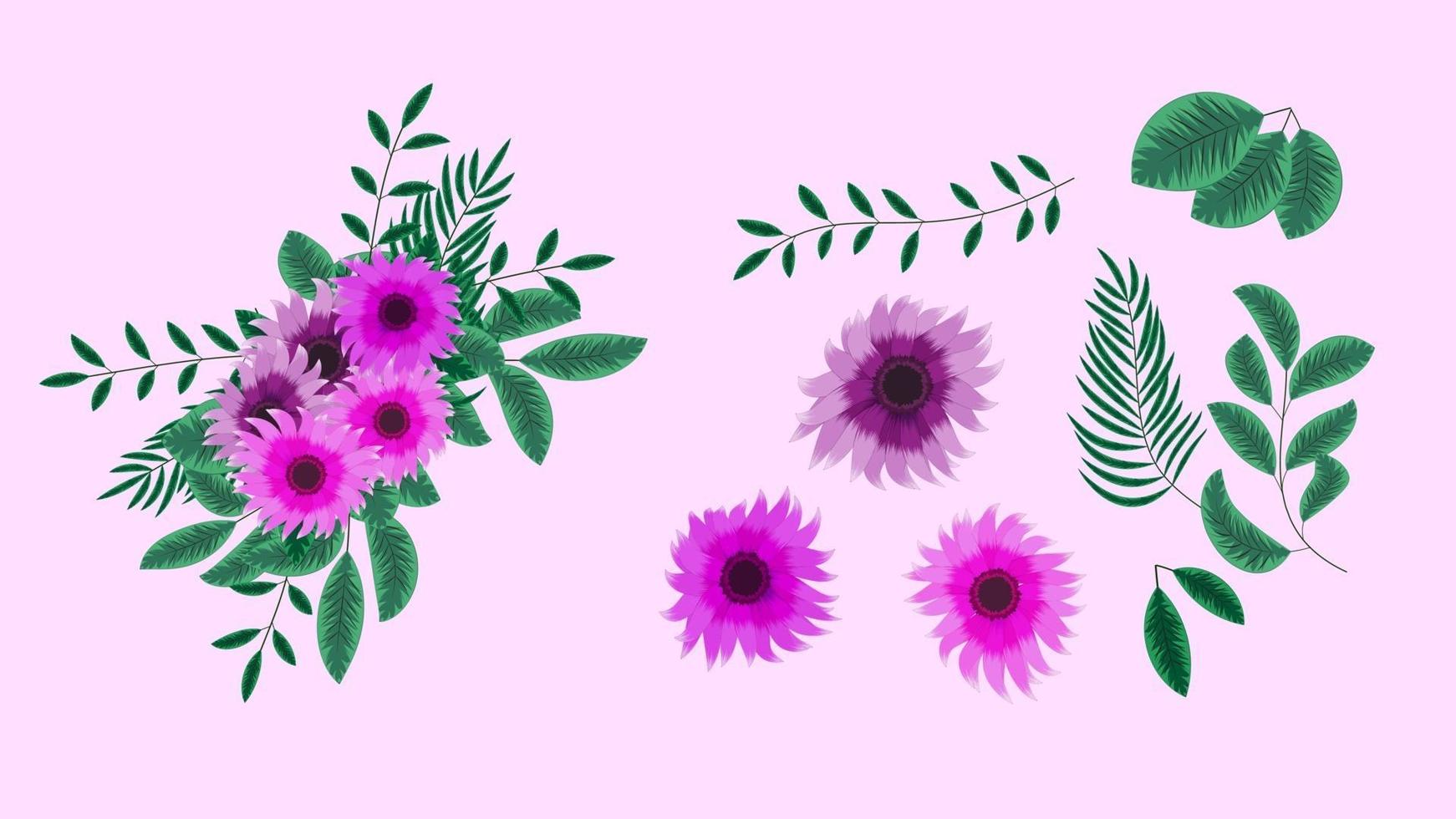 bloemenelementen collectie lentebloemen gedetailleerde clip art elementen vector