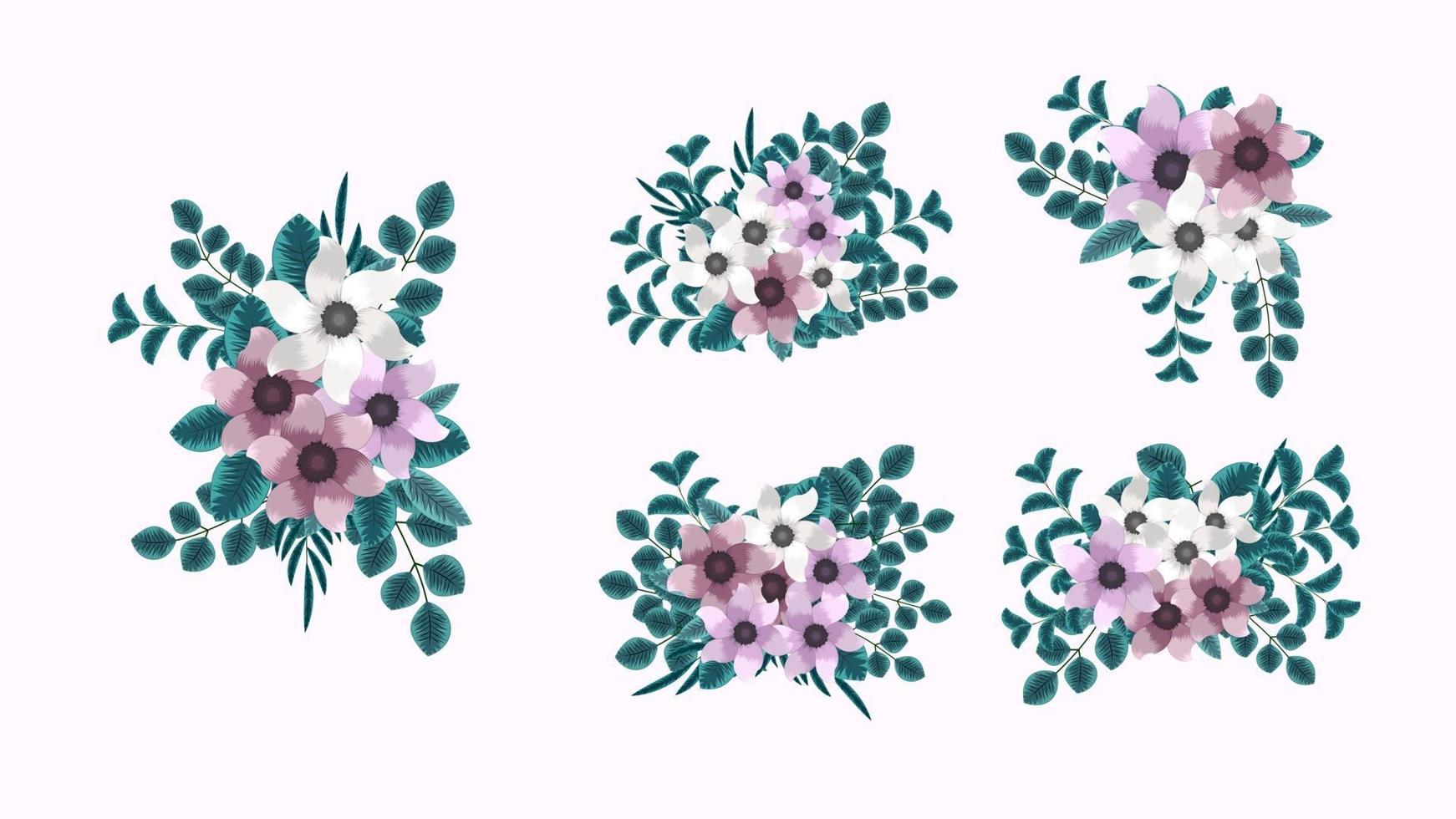 botanische verzameling van wilde bloemstukken sets tuinbloemen vector