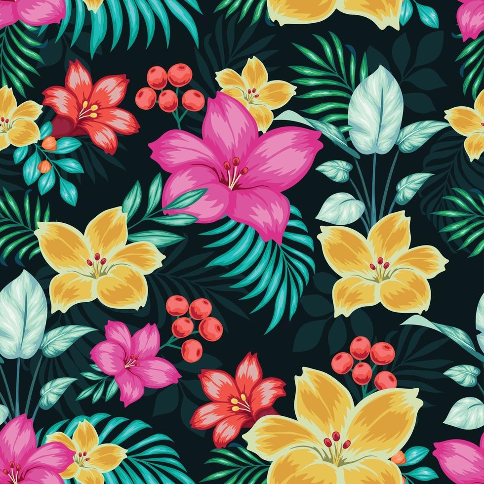 fantastisch kleurrijk bloemen naadloos, textiel printontwerp vector