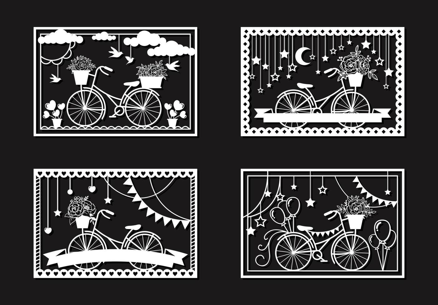 vintage fiets met bloemencollectie vector