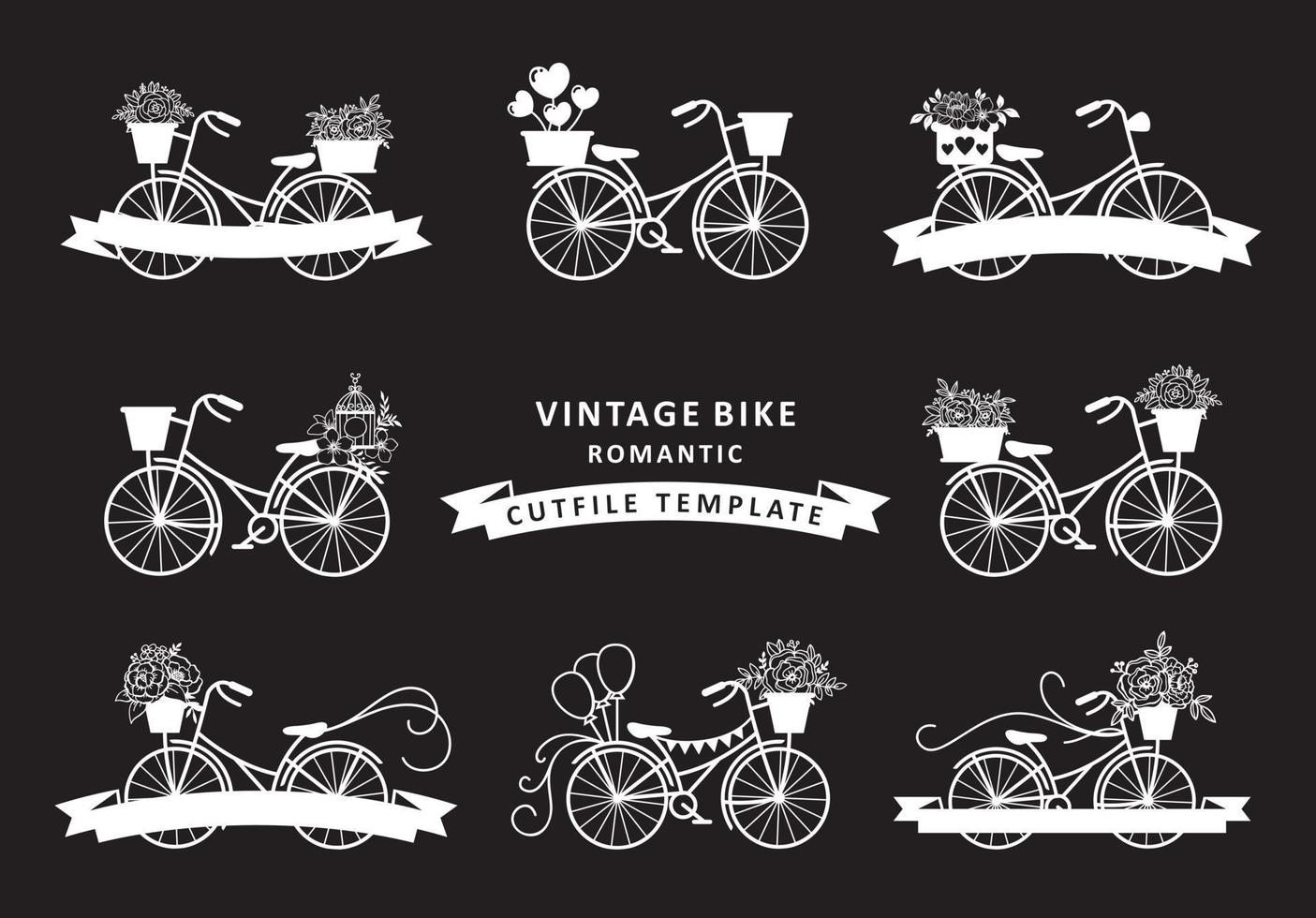 vintage fiets met bloemencollectie vector