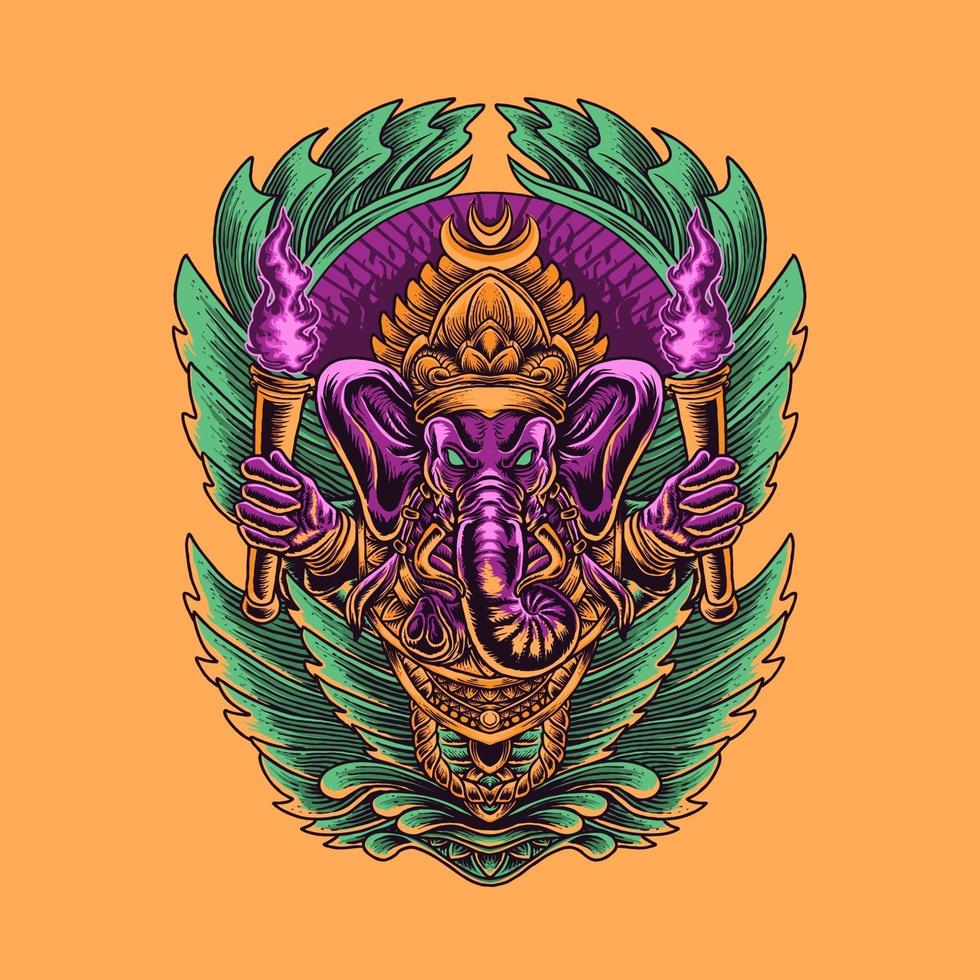 Ganesha ornament vector illustratie ontwerp