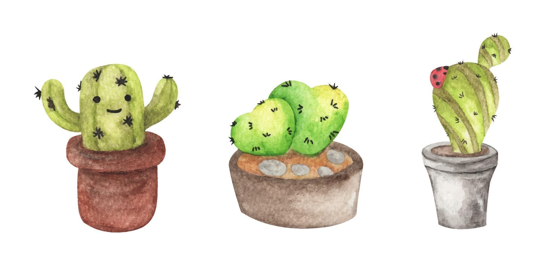 set van cactussen. aquarel illustratie. vector