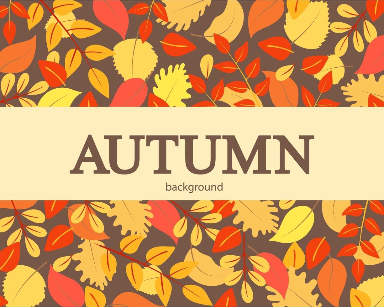 herfstachtergrond met oranjerode en gele bladeren vector