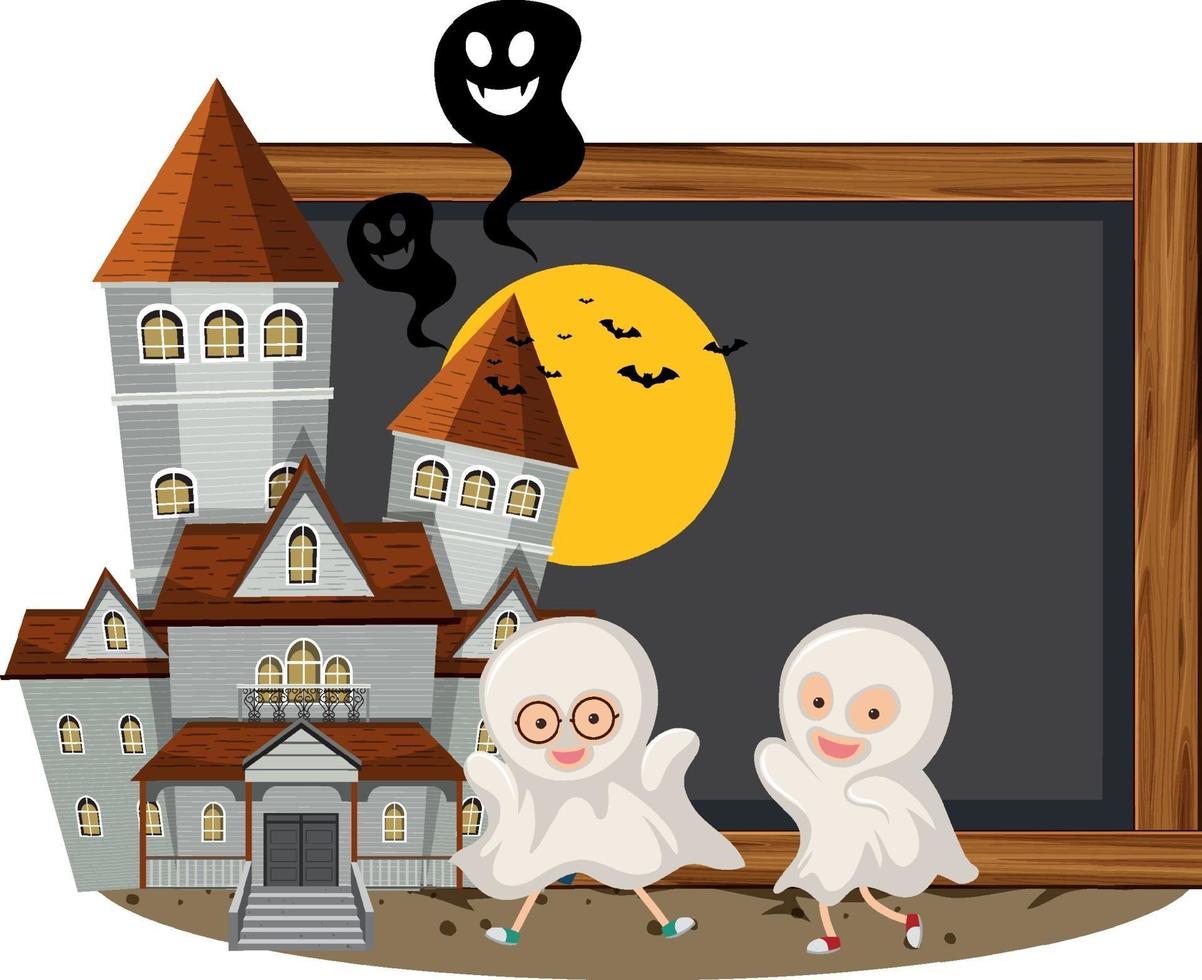 halloween uithangbord met kinderen ghost vector