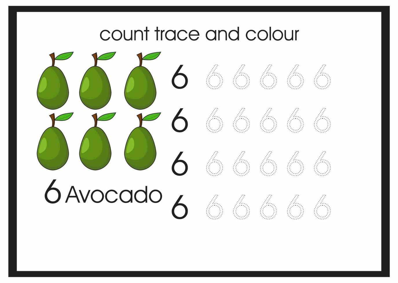 tel trace en kleur avocado nummer 6 vector