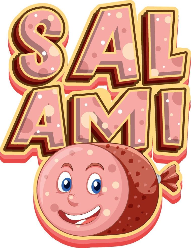 salami logo tekstontwerp met salami karakter vector