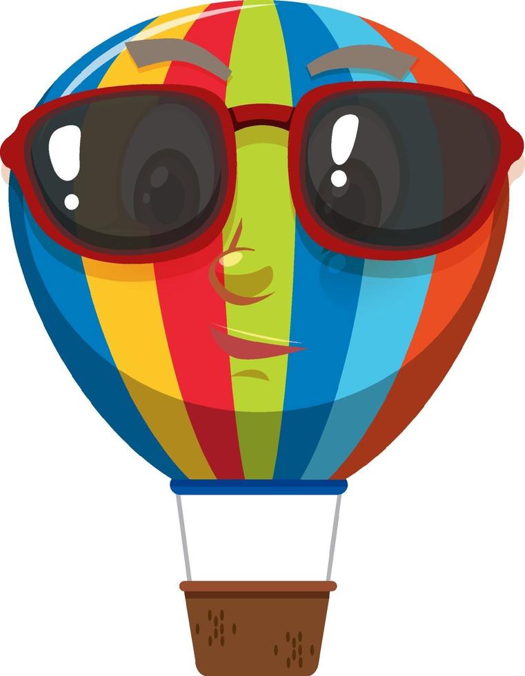 heteluchtballon stripfiguur met een zonnebril vector