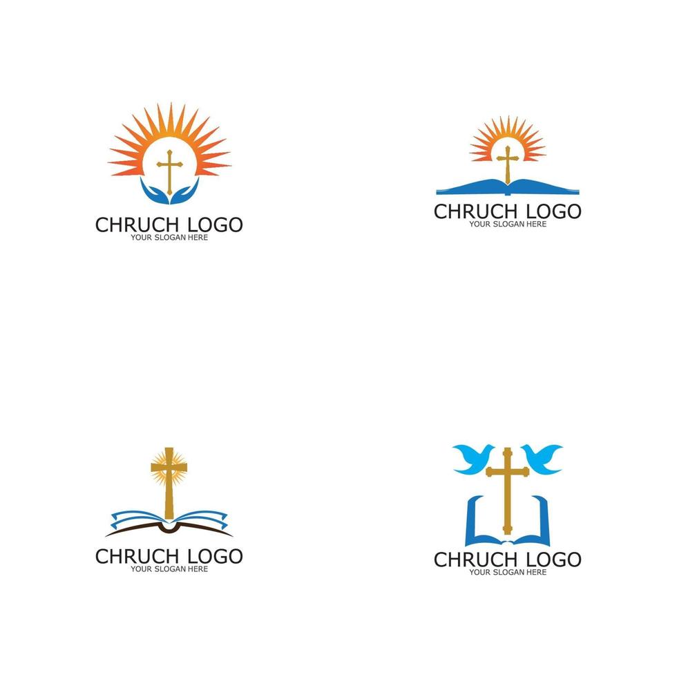 logo kerk.christelijk symbool, de bijbel en het kruis vector