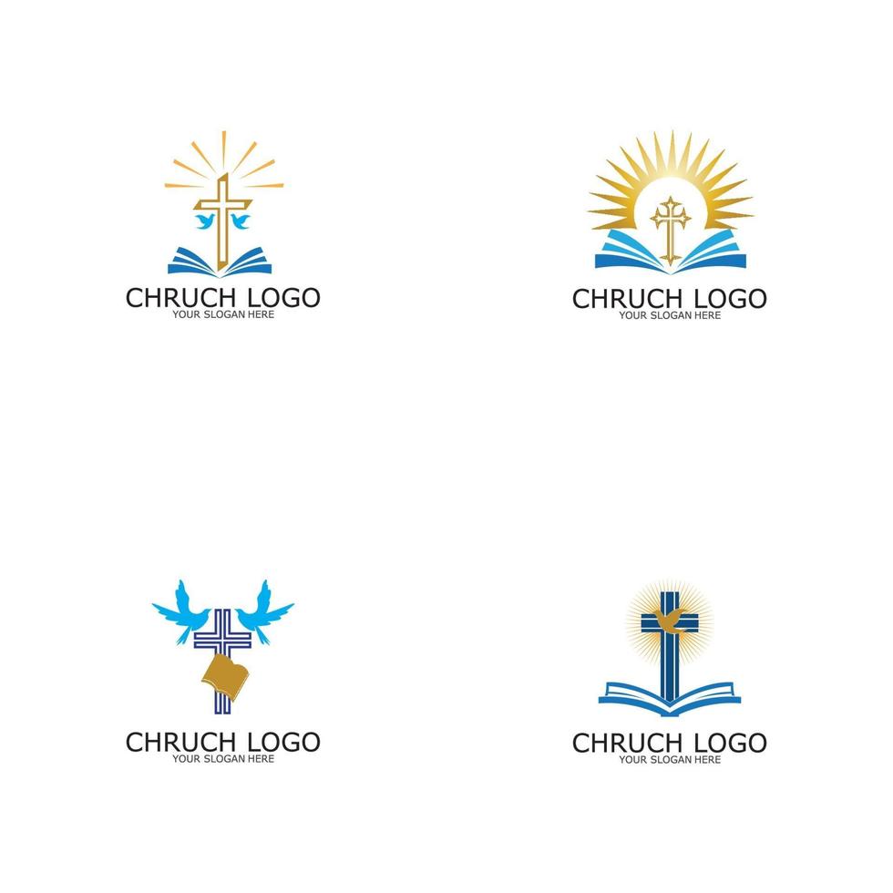 logo kerk.christelijk symbool, de bijbel en het kruis vector