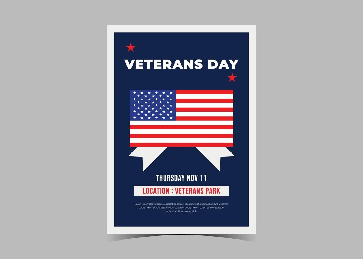 veteranen dag flyer ontwerp. flyer voor de viering van de Amerikaanse veteranendag vector