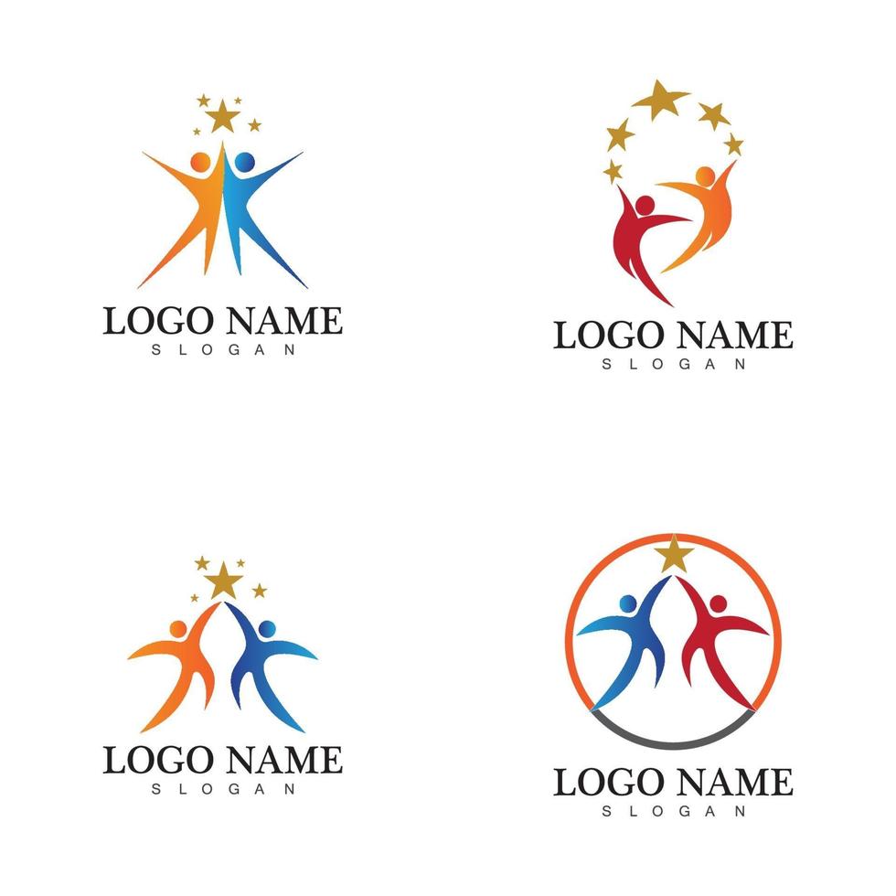 menselijke mensen succes mensen zorgen voor logo en symboolsjabloon vector