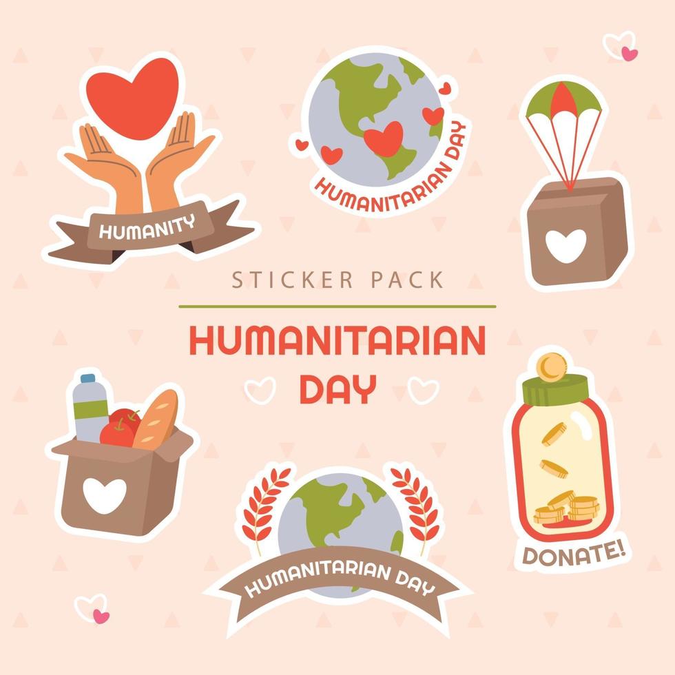 stickerpakket voor humanitaire dag vector