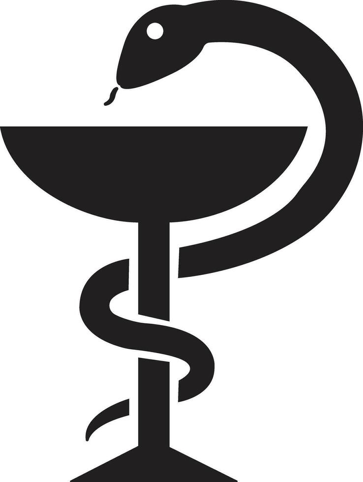 caduceus medisch slang icoon in vlak. geïsoleerd Aan transparant achtergrond. symbool medisch beker ontwerp en slang plein zwart reptielen silhouetten. abstract teken slang. vector voor apps en website