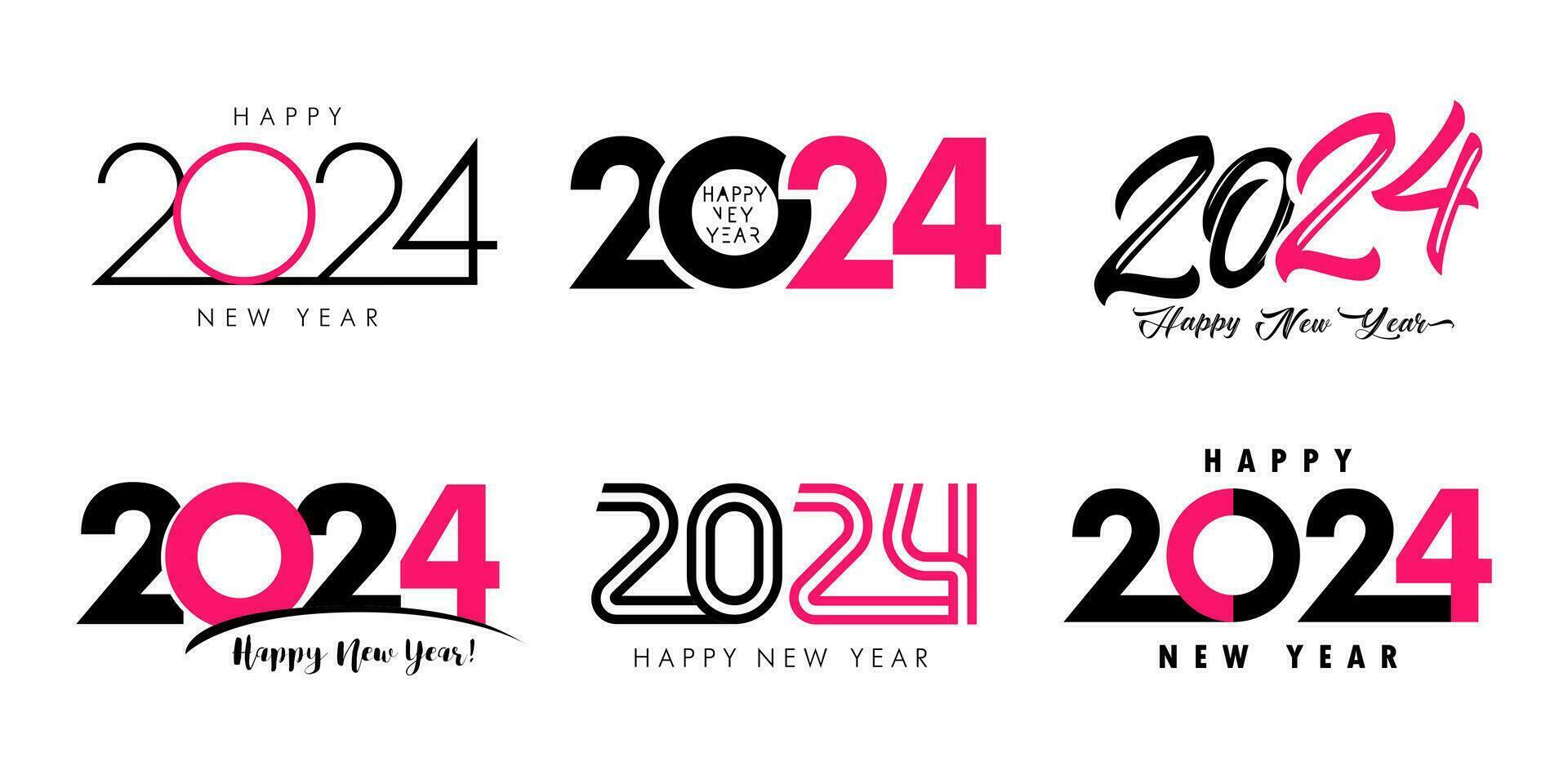 reeks van 2024 typografisch ontwerp concepten. aantal logo of icoon idee. vector
