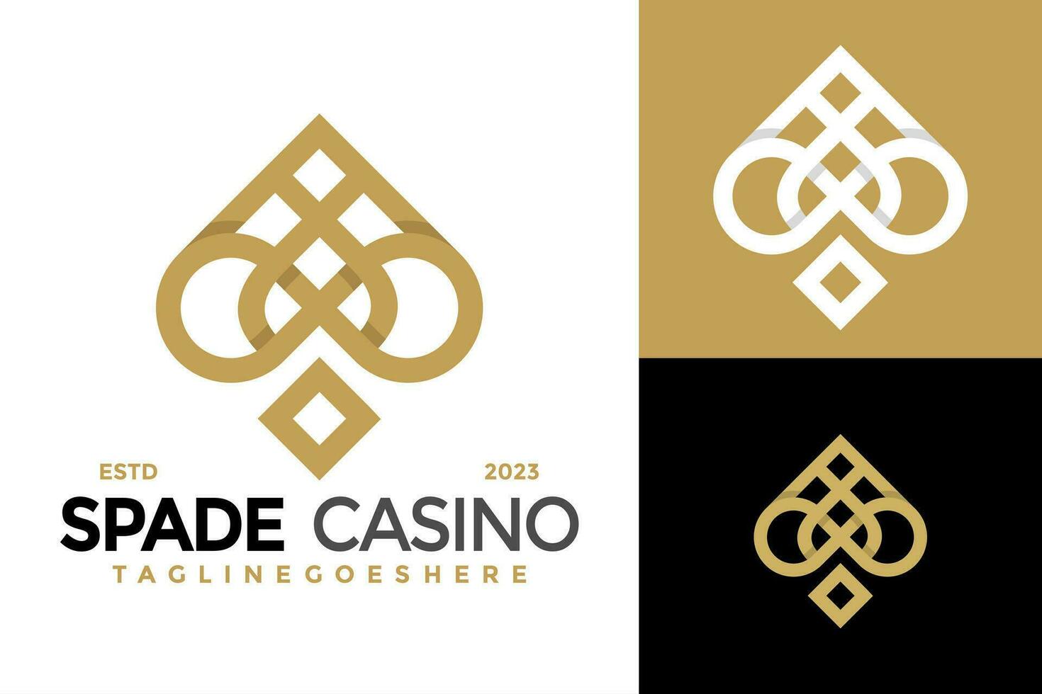 spade casino aas logo ontwerp vector symbool icoon illustratie