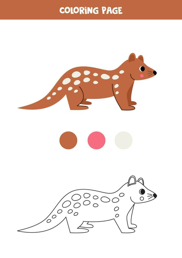 kleur schattig tekenfilm tijger quoll. werkblad voor kinderen. vector