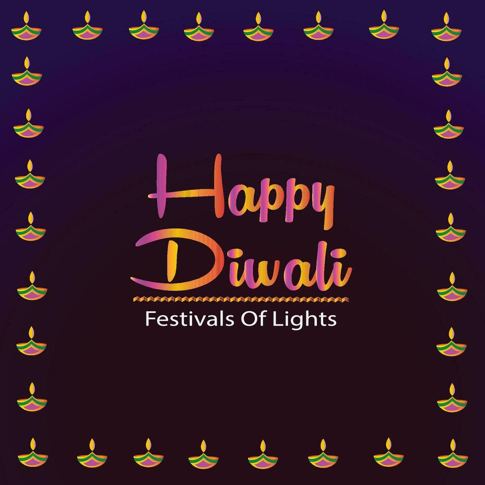 gelukkig diwali festival van lichten, Indisch festival viering, groeten post voor sociaal media vector