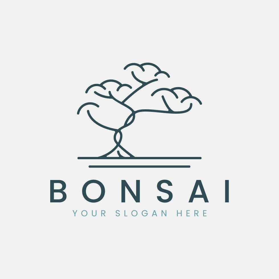 bonsai boom lijn kunst logo vector illustratie sjabloon ontwerp, icoon symbool Japans boom