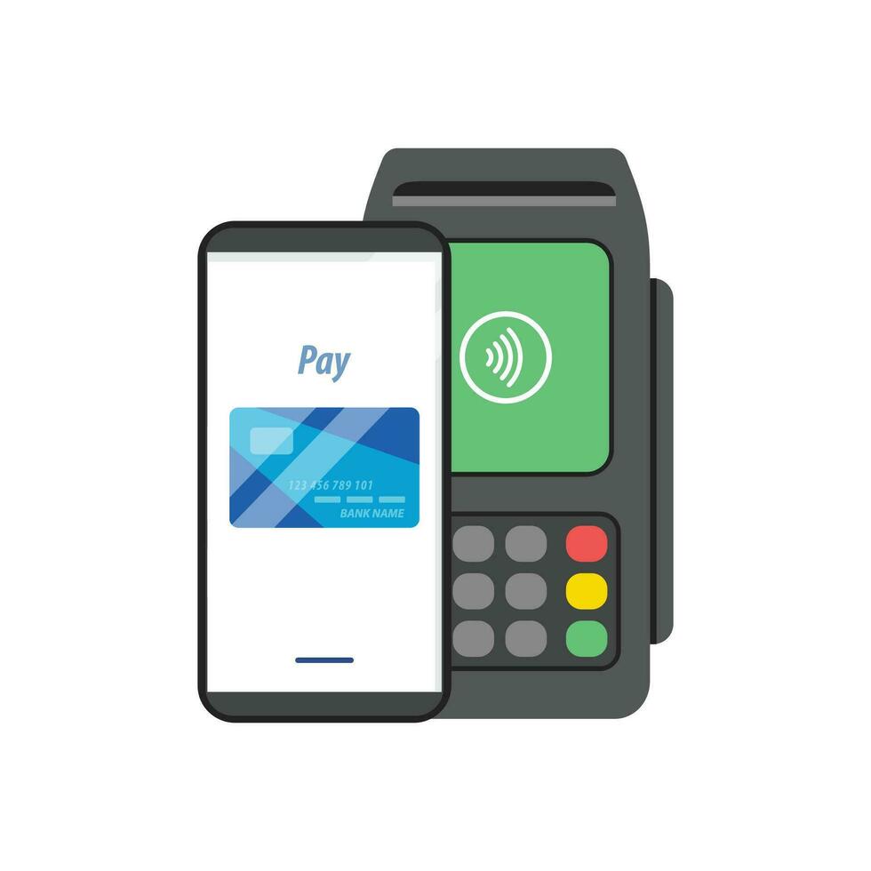 contactloos betaling met smartphone en credit kaart vector