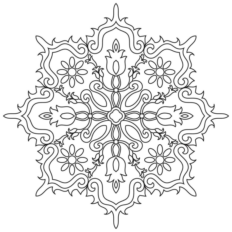 bloemenmandala. vintage decoratieve elementen. oosters patroon, vectorillustratie. islam, arabisch, indisch, marokkaans, spanje, turks, pakistan, chinees, mystieke, Ottomaanse motieven. kleurboek pagina vector