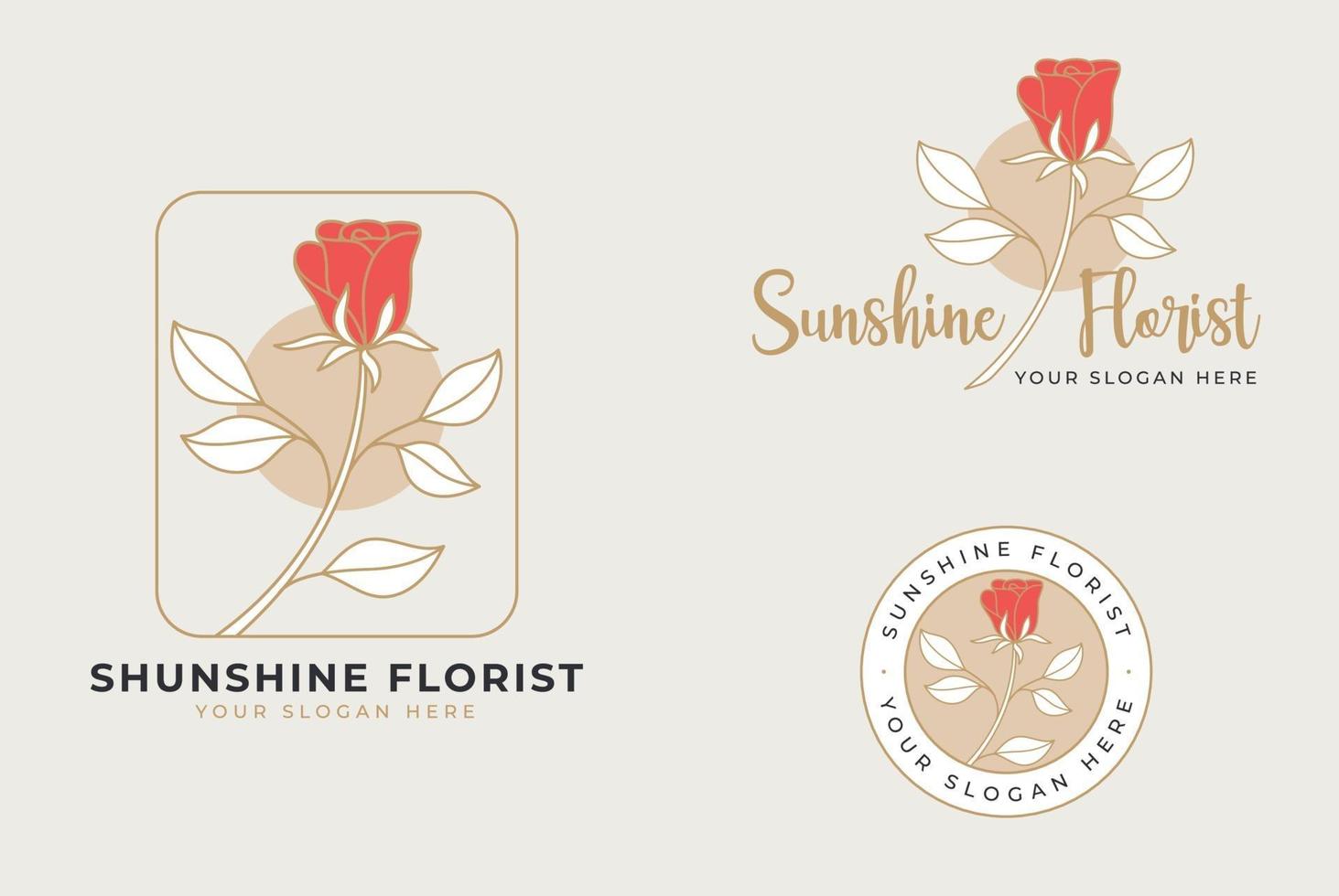 handgetekende roze bloem logo ontwerp vector