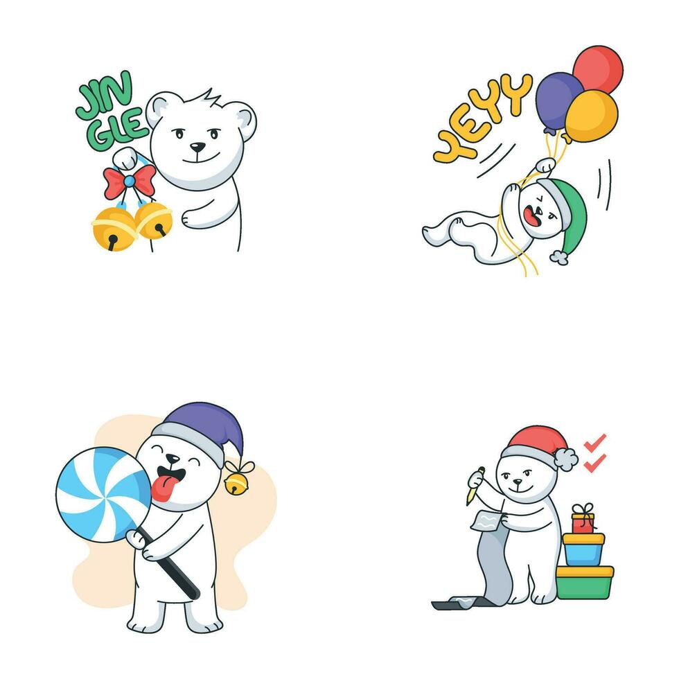 bundel van Kerstmis vreugde vlak stickers vector